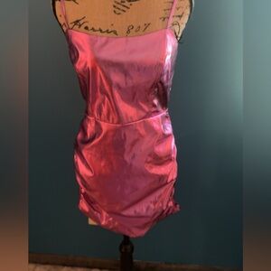 Day + Moon Metallic pink mini dress size medium NWT